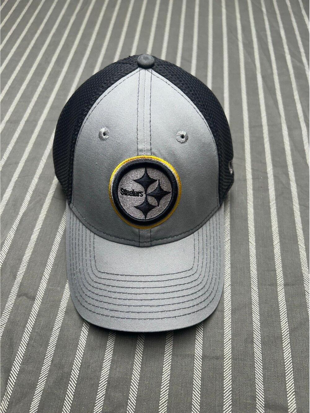 Pittsburgh Steelers Hat M/L Gray New Era 39THIRTY NFL Stretch